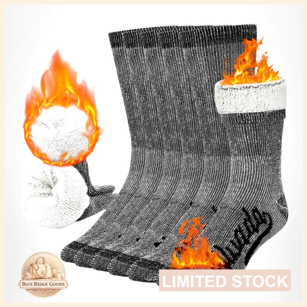 Merino Wool Hiking Socks Thermal Warm Crew Boot Socks 3 Pairs Men Women